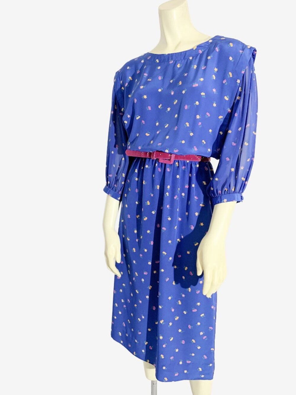 Vintage 1980s Albert Nipon Boutique Floral Midi Dress / size Small - Picture 9 of 14